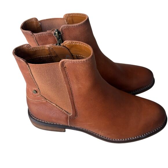 Franco Sarto Boots Womens 7M Horrace Ankle Booties Brown Leather Cuban Heels Zip - Picture 7 of 7